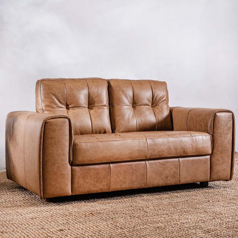 Sillón Cuero Raffaello 2 cuerpos Amendoa