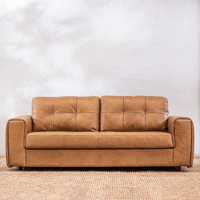 Sillón Cuero Raffaello 3 cuerpos Amendoa