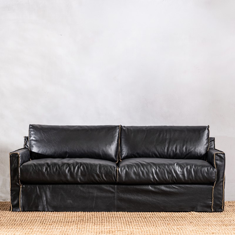 Sillón de Cuero Noir 3 cuerpos Negro